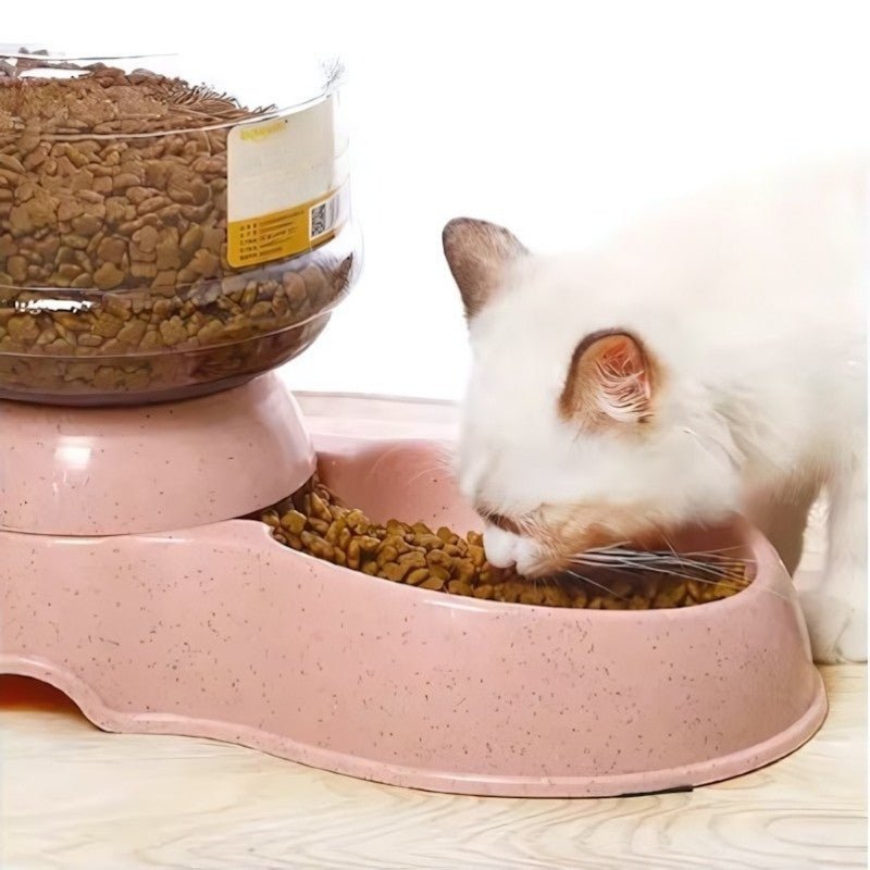 Distributeur croquettes et eau pour chat mange croquettes rose