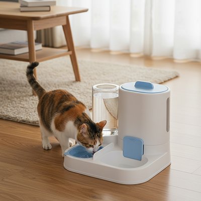 Distributeur croquettes pour chat MonDuoPratik bleu