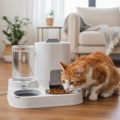 Distributeur croquettes pour chat MonDuoPratik gris