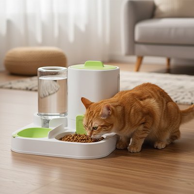 Distributeur croquettes pour chat MonDuoPratik vert