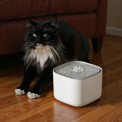 fontaine à eau chat blanc salon