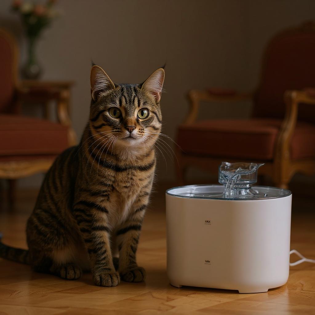 fontaine a eau pour chat blanc chat
