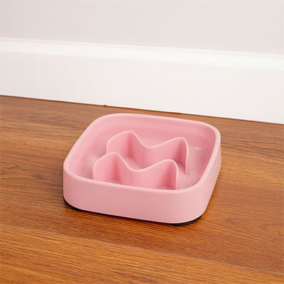 Gamelle anti glouton Chat carré rose