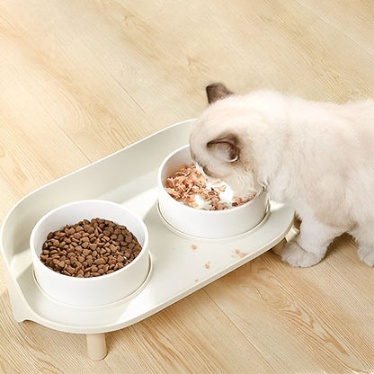 gamelle chat surélevée MonChatDoubleEat double blanc