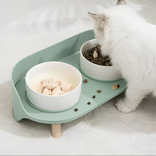 gamelle chat surélevée MonChatDoubleEat double gamelle vert