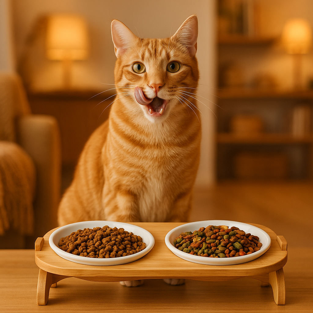 gamelle chat surélevée monchatErgora satisfait