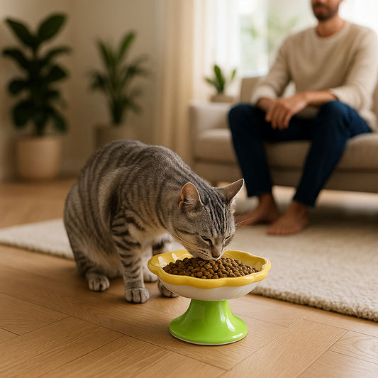 gamelle chat surélevée monchatcerama salon mange