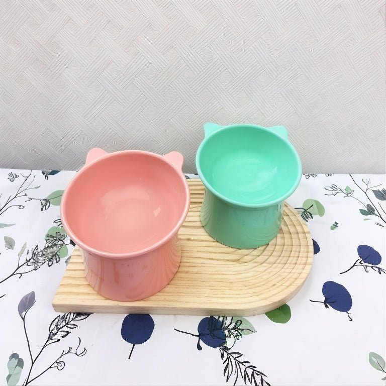 gamelle chat surélevée présentation rose vert