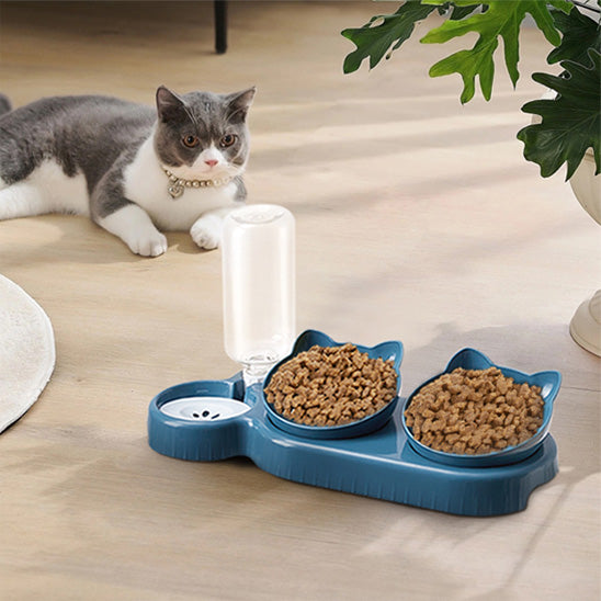 Gamelle chat surélevée monchatmelle bleu salon