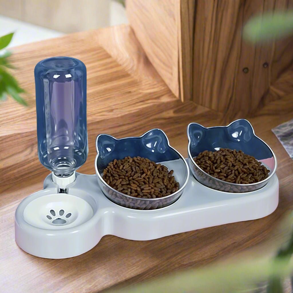 Gamelle chat surélevée gris