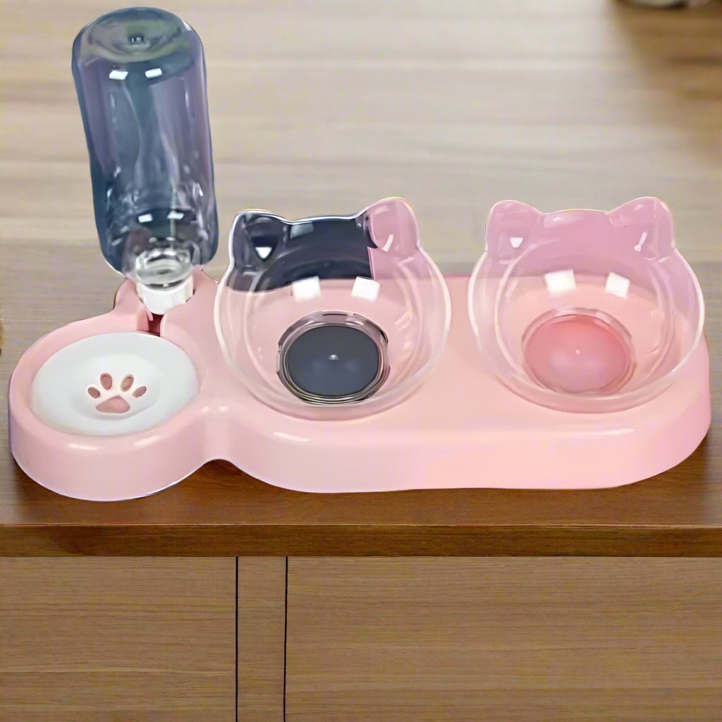 Gamelle chat surélevée rose