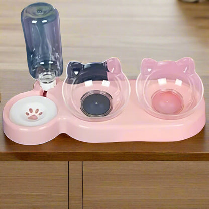 Gamelle chat surélevée rose
