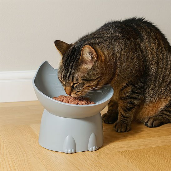 Gamelle pour chat surélevée MonChatSurPattes gris