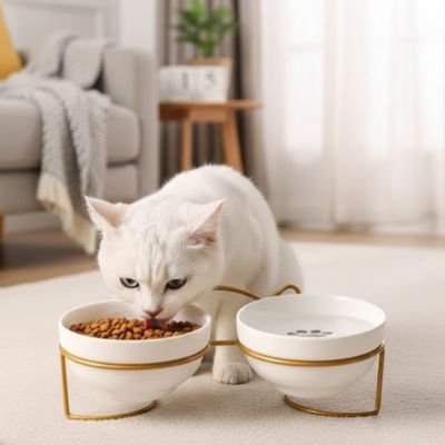 Gamelle surélevée chat MonCeraSur doré