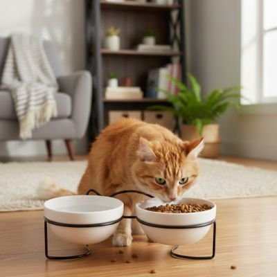 Gamelle surélevée chat MonCeraSur mange