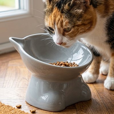 Gamelle surélevée chat MonChatDouxRepas gris