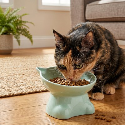 Gamelle surélevée chat MonChatDouxRepas vert