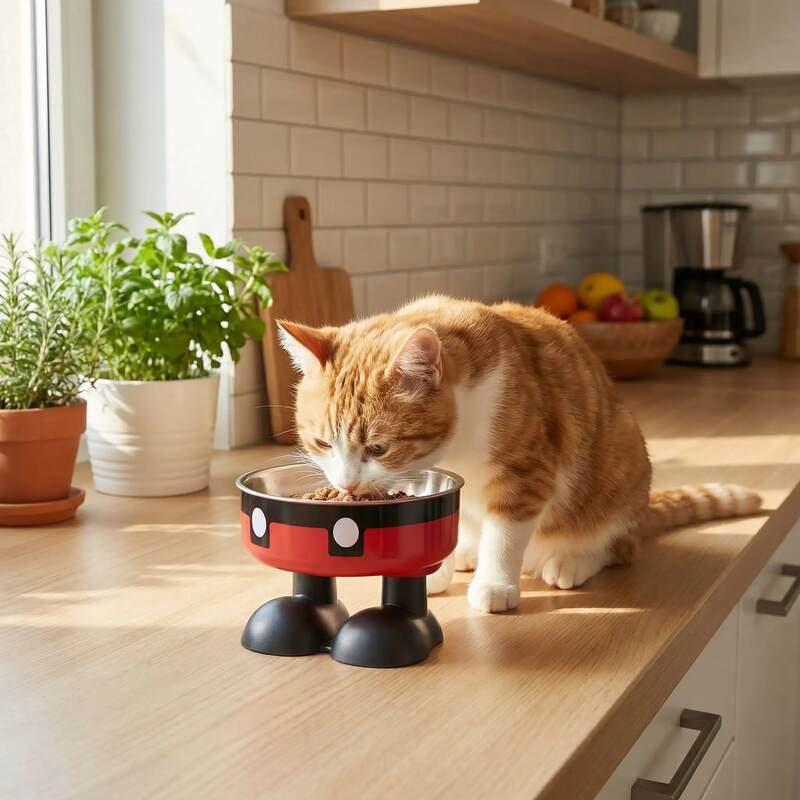 Gamelles surélevées chat MonchatBotu rouge
