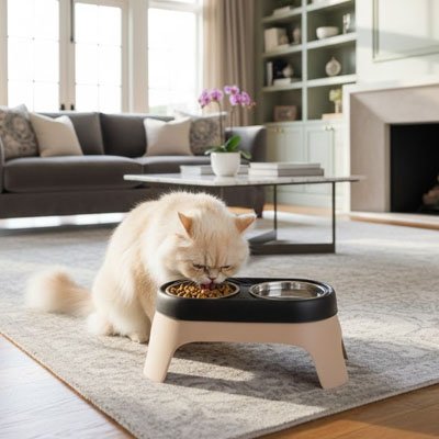 Gamelles surélevées chat MonChatGamur beige