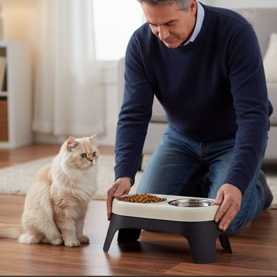 Gamelles surélevées chat MonChatGamur intérieur soigné 