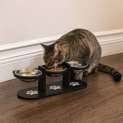 Gamelles surélevées chat MonChatTriplet mange