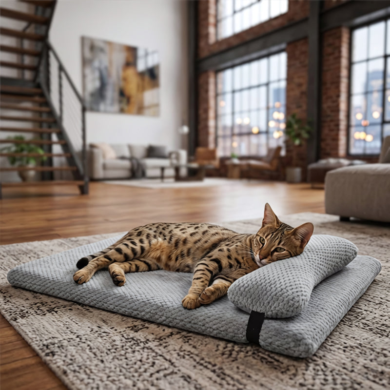 lit chat MonChatDortmieuxLuxe-support du cou gris M