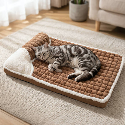 lit douillet pour chat-pour très grand chat marron