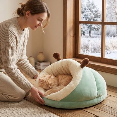 lits pour chats​ MonChatPantouflard-chausson vert décoration