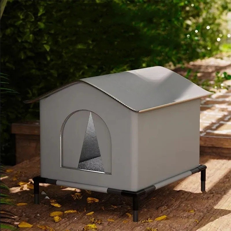 maison pour chat monchatlogis extérieur gris support