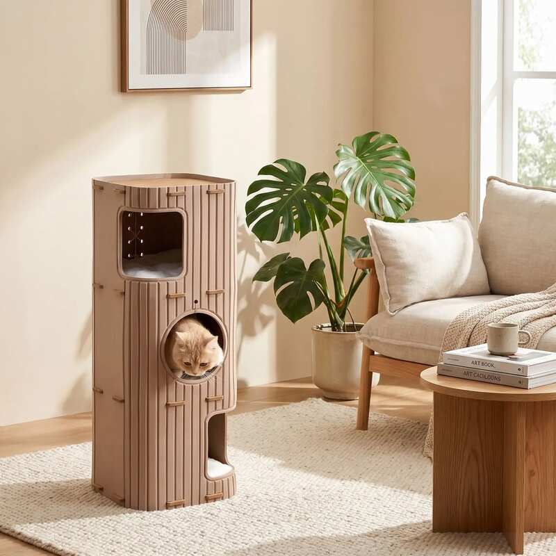 niche a chat monchatconfoniche 3 étages marron