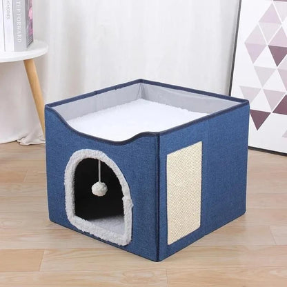 Niche pour chat étage bleu