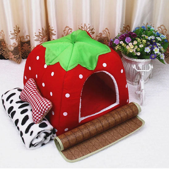 niche pour chat fraise rouge