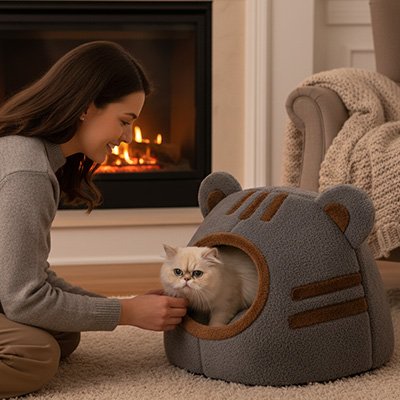 Niche pour chat MonchatProDodo gris décoration