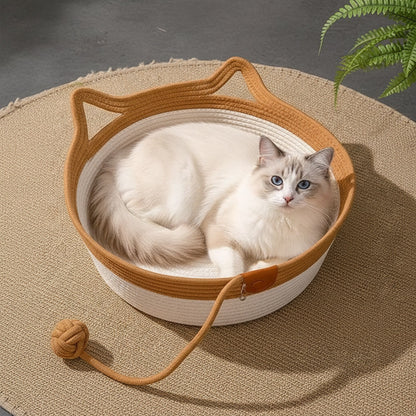 Panier à chat en osier monchatcosier chat seul marron