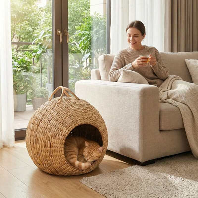 Panier chat osier MonChatDouceRetraite réduit stress