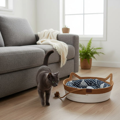 panier chat osier MonChatReposNature
blanc marron sofa