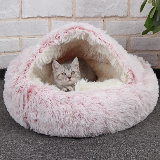 panier chat peluchat rose observe