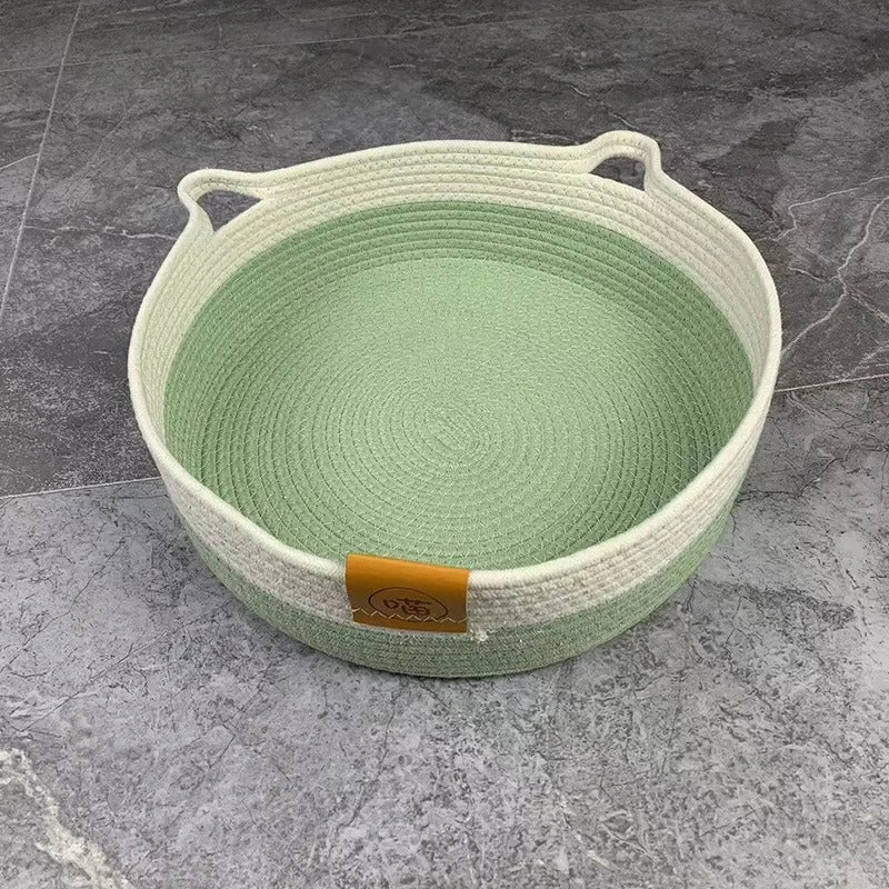 panier en osier chat monchatcocon vert