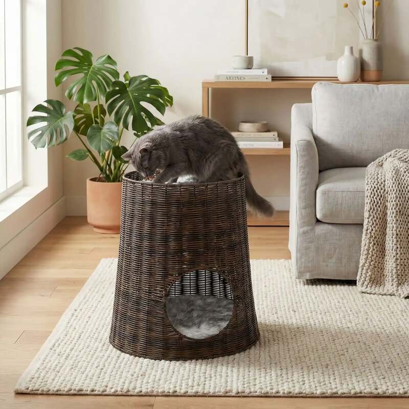 Panier en rotin pour chat MonDuoCachetteChat décoration