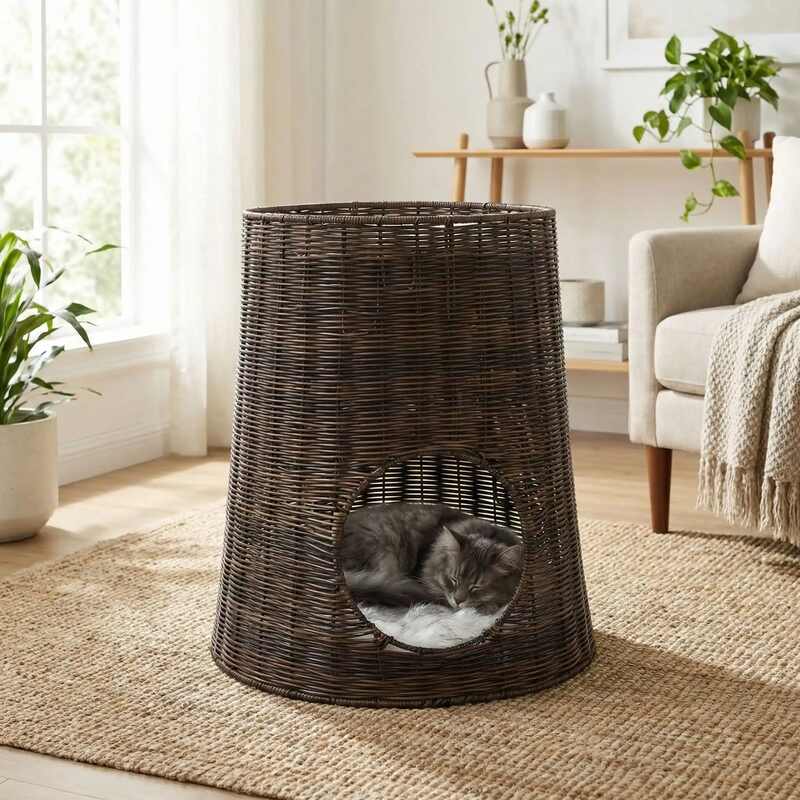 Panier en rotin pour chat MonDuoCachetteChat siestes tranquilles