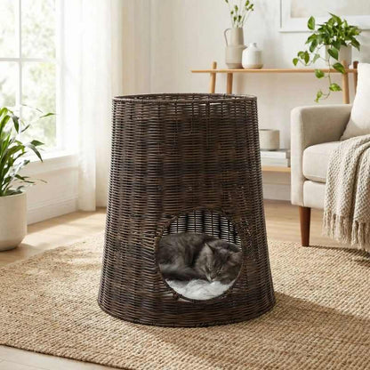 Panier en rotin pour chat MonDuoCachetteChat siestes tranquilles