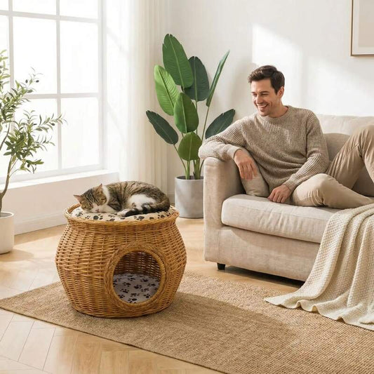 Panier pour chat en osier élégant confort optimal