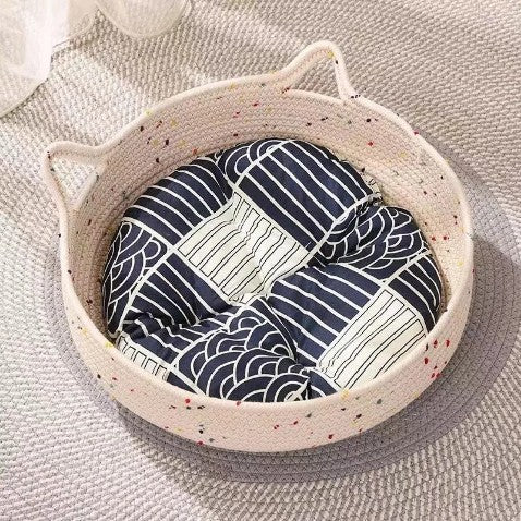 panier pour chat en osier monchatpanotin motifs