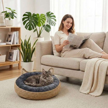 panier pour chat en osier MonDouxRepos renforce confiance