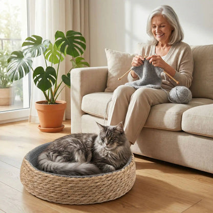 panier pour chat en osier monosierdouillet élégancenaturelle