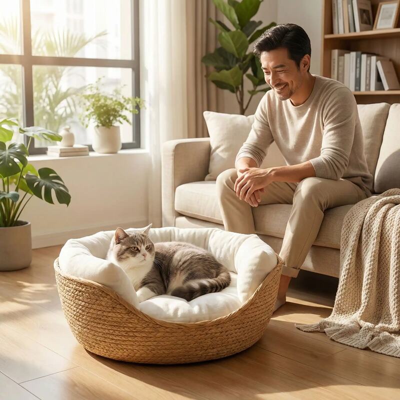 panier pour chat en osier taille L
