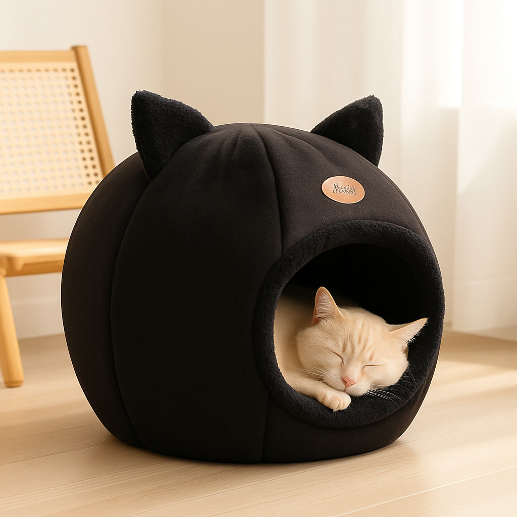 petite maison pour chat monchatminouse noir chat dort