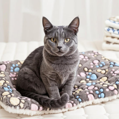 plaid chat motif pattes gros plan