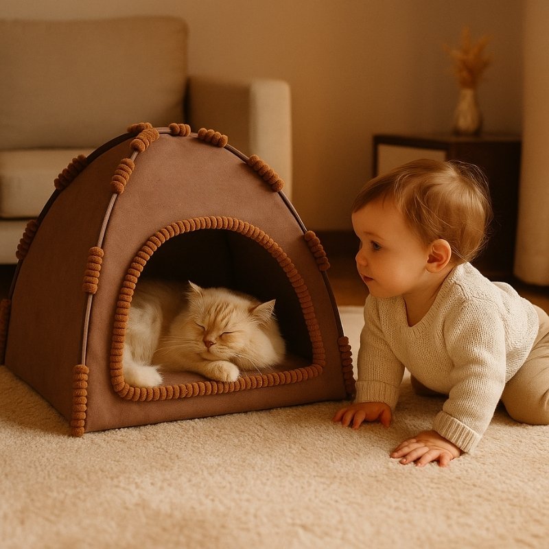 tente pour chat monchattenty marron enfant