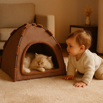tente pour chat monchattenty marron enfant